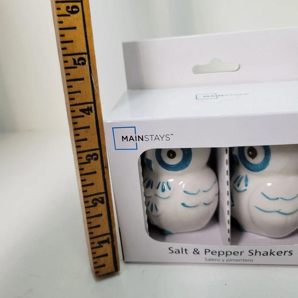 Mainstays Owl Salt and Pepper Shakers Set of 2 Hand Painted Earthenware